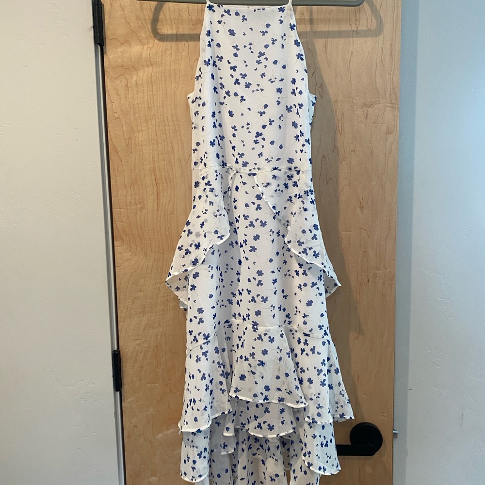 Banana Republic White and Blue Floral High Low Dress NWOT